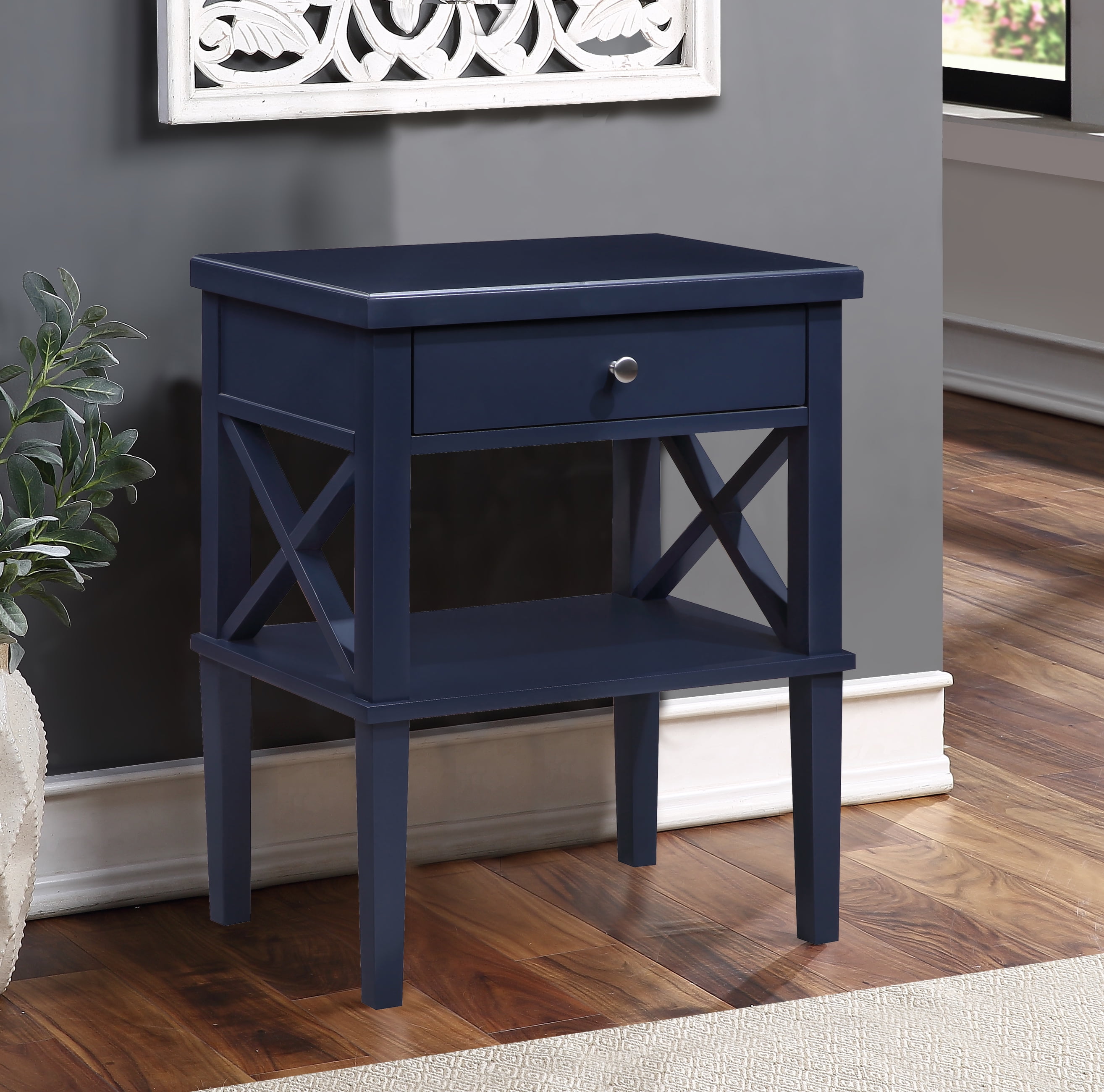 Midnight Blue Nightstand Night Stand Bedside Table Bedroom Side Table