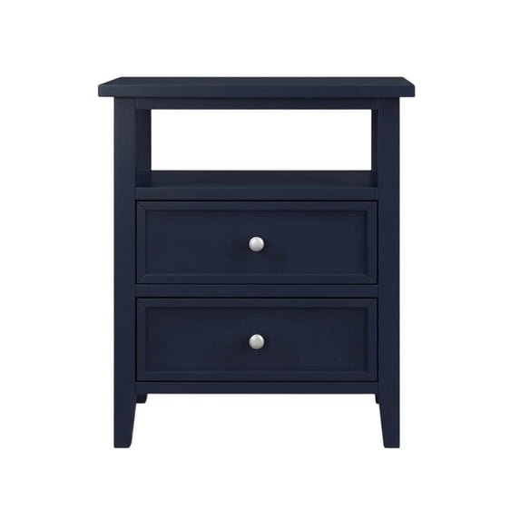 Midnight Blue Nightstand with 2 Drawers and Modern Design