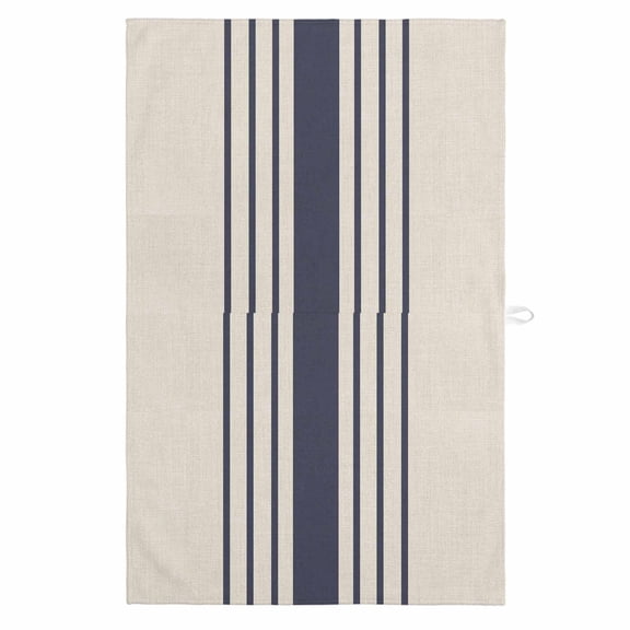 Midnight Blue Striped 1 Pack Kitchen Towel, Water Absorbent Dish Towel, Beige Geometric Modern Art Decorative Hand Towels - Quick Drying Cloth for Cooking Baking, 18x28 Inch