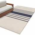 thumbnail image 1 of Midnight Blue Striped Large Area Rugs for Bedroom Living Room, Soft Non Slip Carpet Bedside Rug, Beige Geometric Modern Art Rectangular Floor Cover Kitchen Accent Rug 2.7'x5' for Dining Room/Office, 1 of 9