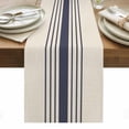 thumbnail image 1 of Midnight Blue Striped Table Runner - 90 Inch Long, Kitchen Dining Table Runner Dresser Scarves, Beige Geometric Modern Art Farmhouse Decor for Coffee Tables Wedding Party Banquet, 1 of 8