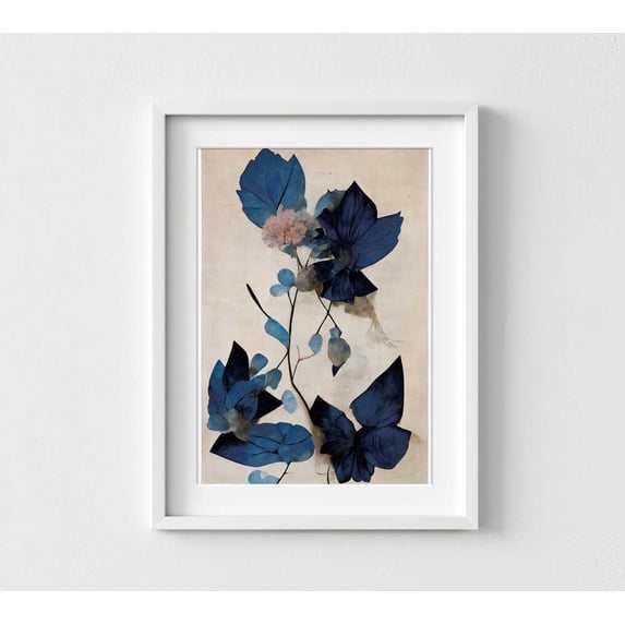 Midnight Botanica Print: Moody Blue Florals - Walmart.com