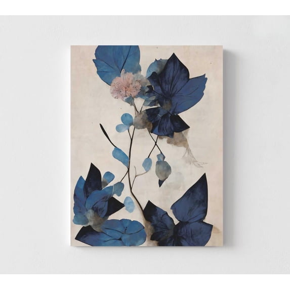 Midnight Botanica Print: Moody Blue Florals - Walmart.com