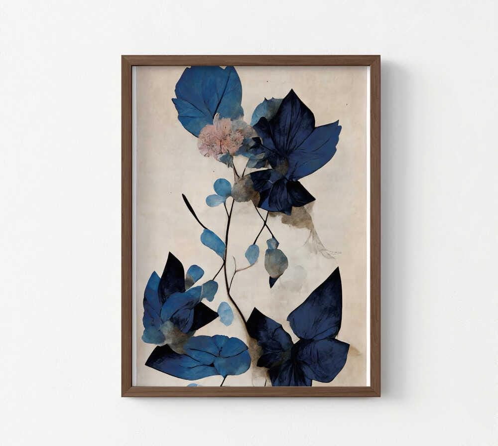 Midnight Botanica Print: Moody Blue Florals - Walmart.com
