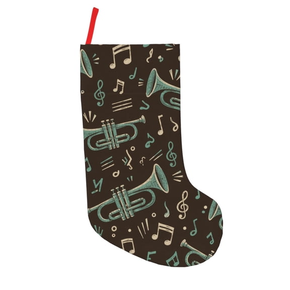 Midnight Brass Symphony Motif 18 in Christmas Stocking with Hanging Loop Xmas Tree Stocking for Holiday Decor