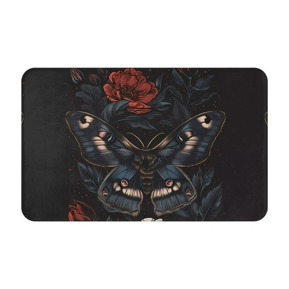 Midnight Butterfly Floral Dream Front Door Mat, Indoor Mats for Bedroom Bathroom Kitchen, Floor Mat Non-Slip, Soft Carpet Floor Cover Machine Washable Entryway Mat - 20x31.5in