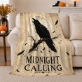 thumbnail image 1 of Midnight Calling Raven Quote, Mystical Gothic Style for Raven Lovers, Moonlit Black Bird Scene and Halloween Gift, Soft Flannel Blanket for Bedroom and Reading Nook, Home Decor, 1 of 9