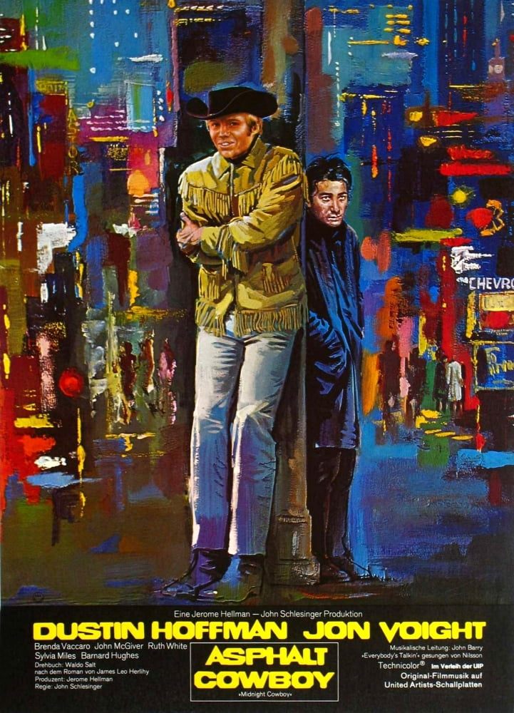 Midnight Cowboy (Aka Asphalt Cowboy) From Left Jon Voight Dustin Hoffman 1969 Movie Poster