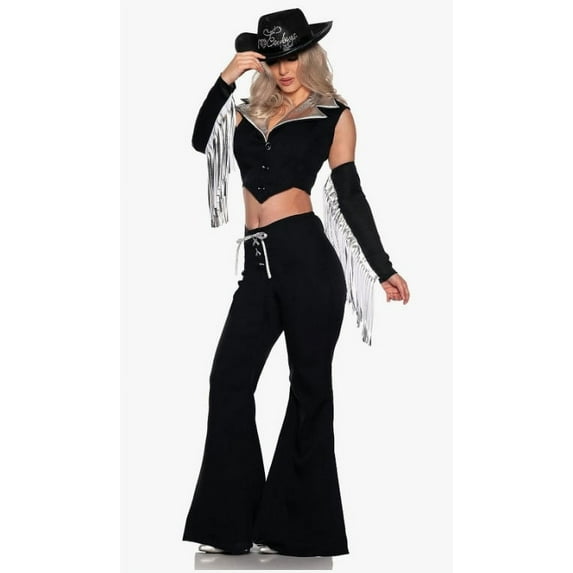 Midnight Cowgirl - Disco - 70's - Black/Silver - Costume - Women - Medium