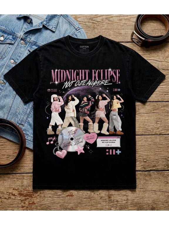 Midnight Eclipse Vintage Graphic Tee, K-Pop Girl Group Y2K Style Concert Merchandise Shirt