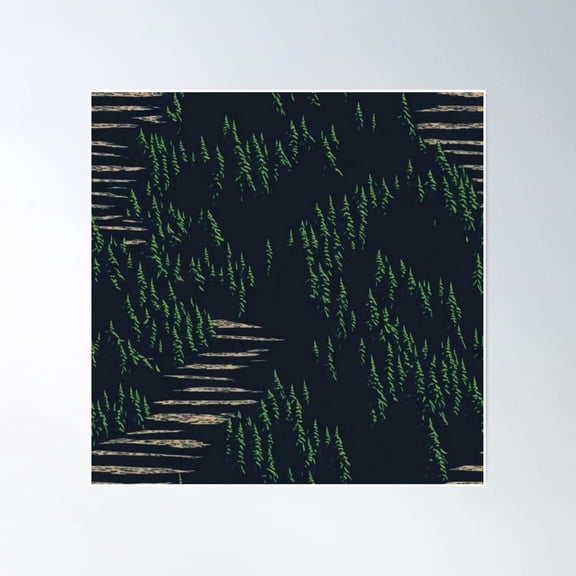 Midnight Forest Path Poster Wall Art, Modern Wall Decor, 24x24 UNFRAMED