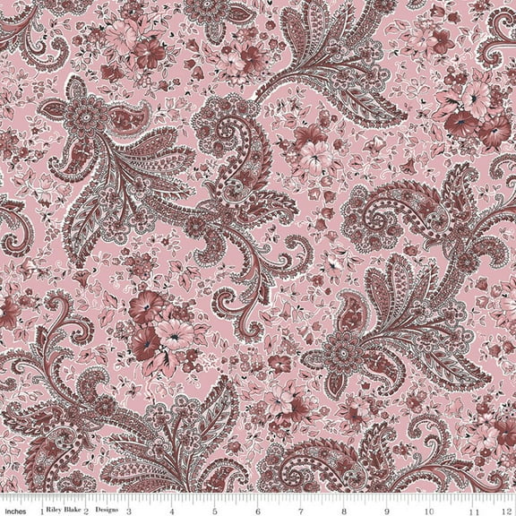 Midnight Garden Paisley Pink Cotton Fabric