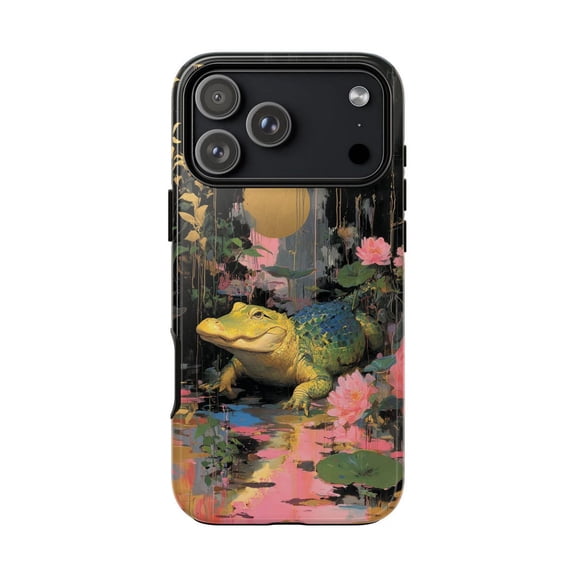 Midnight Gator Neon Swamp Crocodile Wildlife Predator Case with iPhone 17 to 11 Pro Max