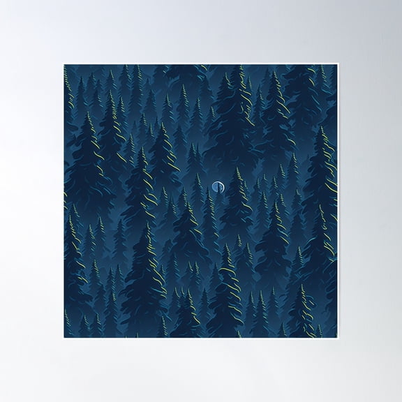 Midnight Glow In The Forest Poster Wall Art, Modern Wall Decor, 12x18 UNFRAMED