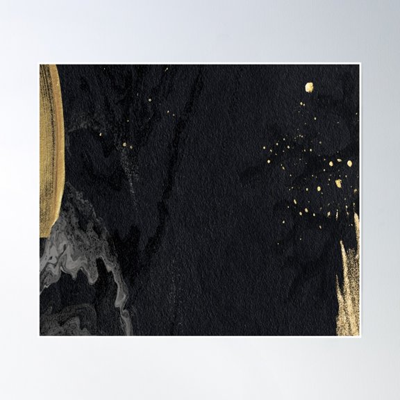 Midnight Golden Sky Paint Poster Wall Art, Modern Wall Decor, 16x24 UNFRAMED