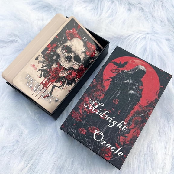 Midnight Gothic Dark Floral Spiritual Oracle Cards Deck with Guidebook, Dark Art Meditation Collectible Cards