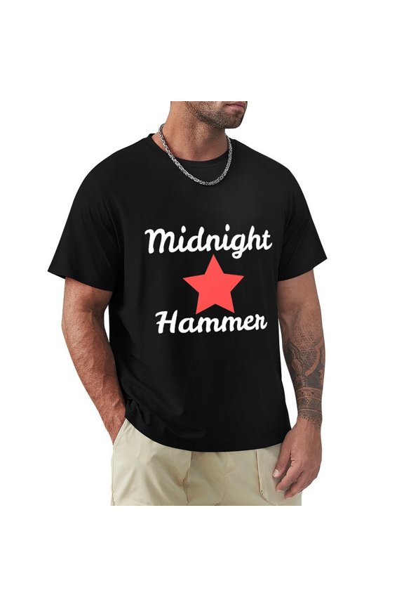 Midnight Hammer Slick Men's Cotton Short Sleeve HD Print Tee for Casual T-Shirt Crew Neck Top Black 3XL