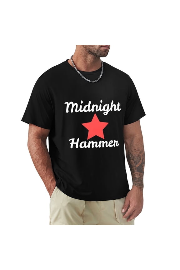 Midnight Hammer Slick Men's Cotton Short Sleeve HD Print Tee for Casual T-Shirt Crew Neck Top Black S