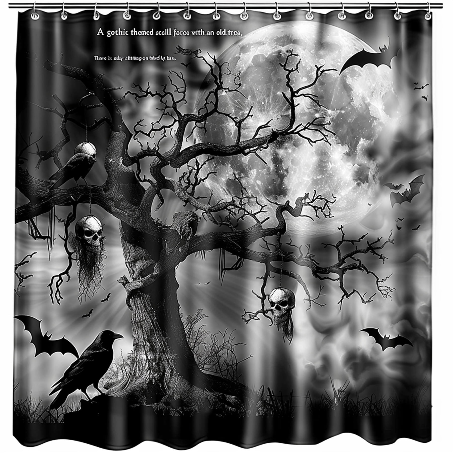 Midnight Haunting: Gothic Tree Skulls and Crows Shower Curtain ...