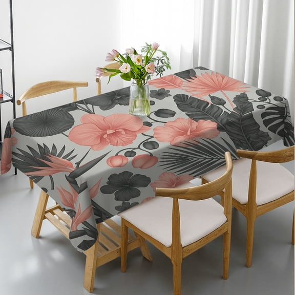 Midnight Jungle Bloom Tablecloths for dining table, Machine-Made - Festive Table Setting Rectangular Tablecloth, Cafe, dinner, brunch, buffet, picnic