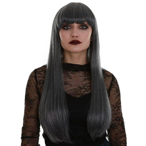 Midnight Lady | Women's Dark Grey Color Straight Long Length Trendy Midnight Lady Wig