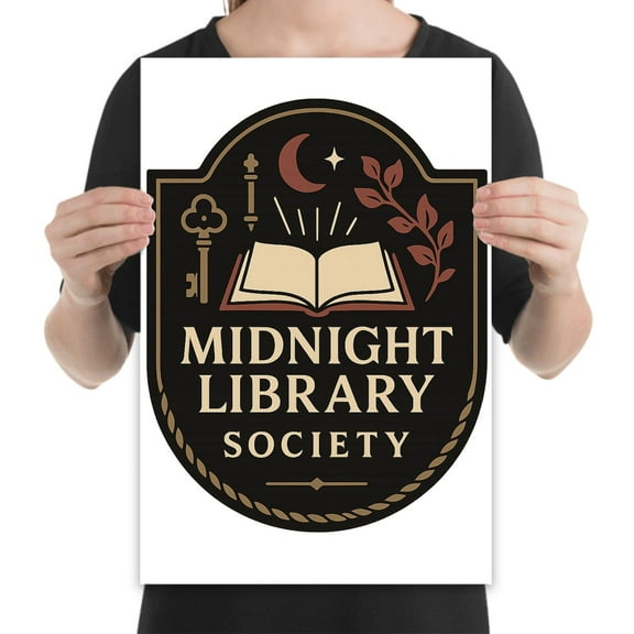 Midnight Library Society Poster - 13x19 - Wall Decor for Book Lovers Gift