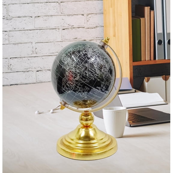 Midnight Majesty Globe 20 Cm Height, 14 Cm Diameter Rotating World Globe For Home & Office Table Decor, Gifting, Show Piece Educational For Kids & Students Learning , Pack Of 1