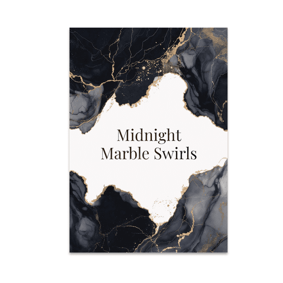 Midnight Marble Swirls - Modern Home Decor - 13x19 Poster Print