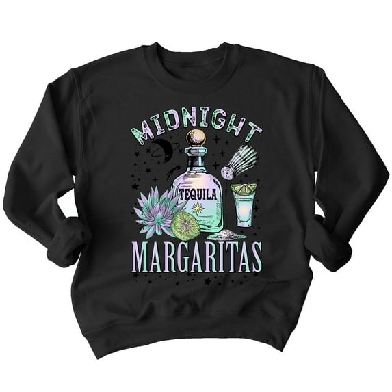 Midnight Margarita Cocktail Halloween Night Fun Drinks Crewneck Sweatshirt, 2XL, Black