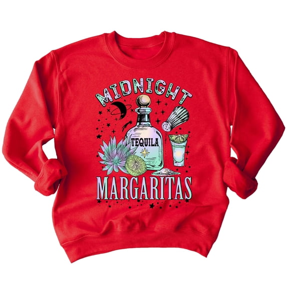 Midnight Margarita Cocktail Halloween Night Fun Drinks Crewneck Sweatshirt, S, Red