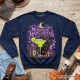 thumbnail image 1 of Midnight Margaritas Black Cat Halloween Sweatshirt, Witchy Cocktail Sweater for Spooky Season, 1 of 13