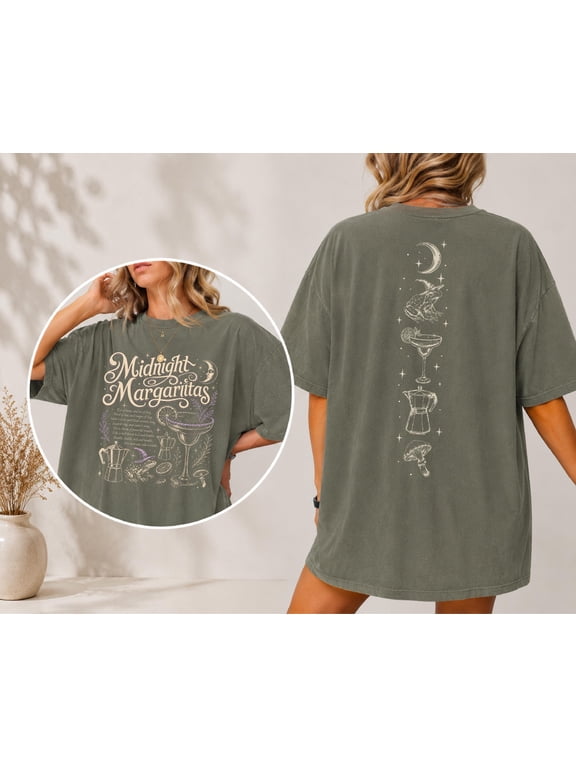 Midnight Margaritas Graphic Tee Witchy Cocktail Shirt Celestial Frog Top Magical Drink Apparel Witch Core Aesthetic Tee Occult Margarita Shirt