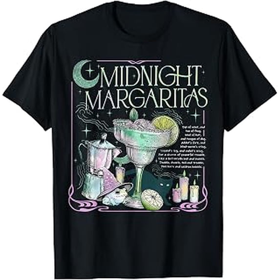 Midnight Margaritas Halloween Practical Magic Witch Drinking T-Shirt