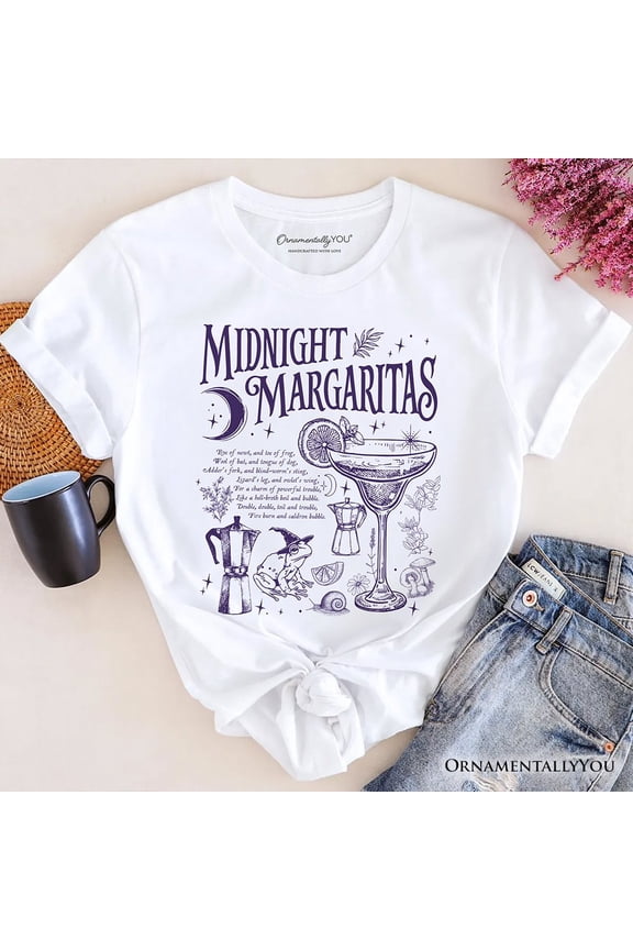 Midnight Margaritas Halloween T-Shirt, Whimsical Tee for Drinking Witches