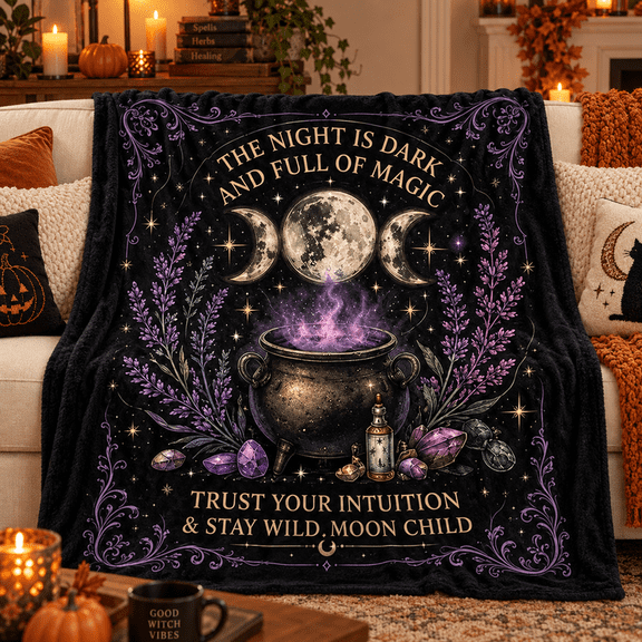 Midnight Margaritas Practical Magic Halloween Flannel Throw Blanket