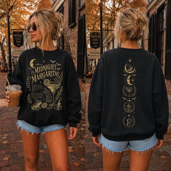 Midnight Margaritas Sweatshirt, Witchy Halloween Sweatshirt, Spooky Season Gift