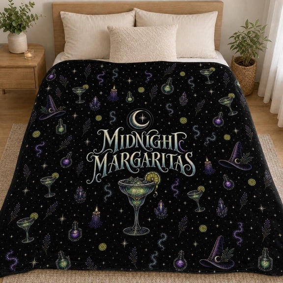 Midnight Margaritas Witchy Celestial Sherpa Fleece 30 x 40 in Throw Blanket, Breathable Polyester, Cozy Home Decor for Sofa Bed Couch, Bedroom Living Room Accent, Gift for Family and Friends