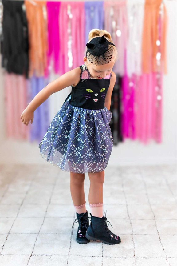 Midnight Mischief Cat suede combat boots