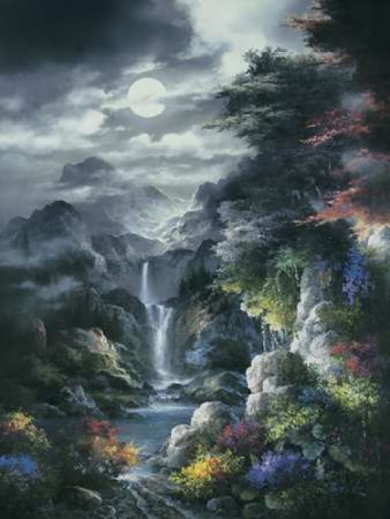 Midnight Mist Canyon Canvas Art - James Lee (18 x 24)