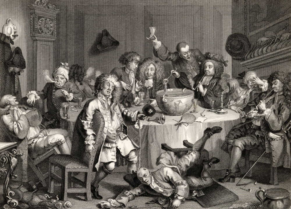 A Midnight Modern Conversation From The Original Picture By Hogarth From The Works Of Hogarth Published London 1833 Canvas Art - Ken Welsh Design Pics (17 x 12)