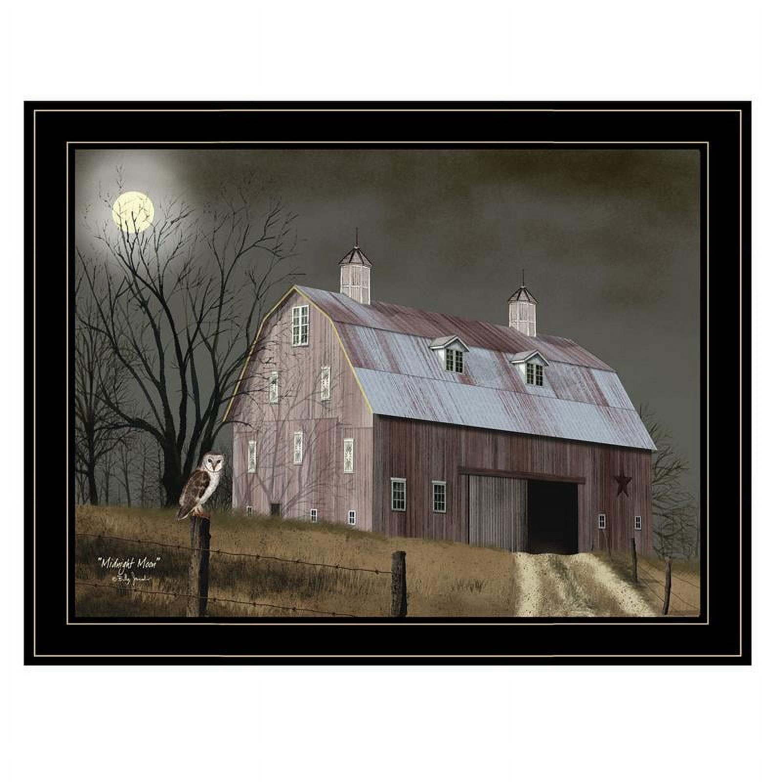 Midnight Moon Farmhouse Black Framed Wall Art Print
