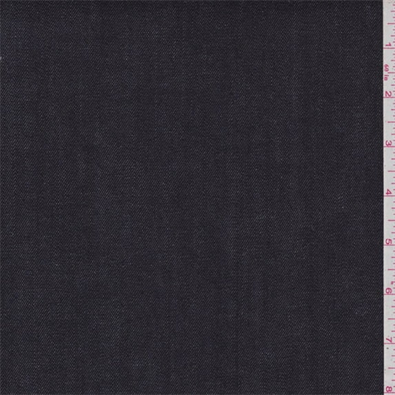 Midnight Navy Blue Stretch Denim, Fabric Sold By the Yard