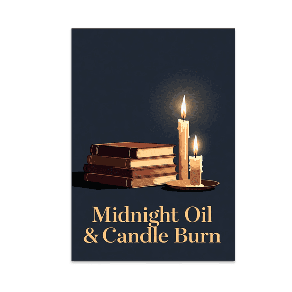 Midnight Oil & Candle Burn Art - Book Lover - 13x19 Poster Print