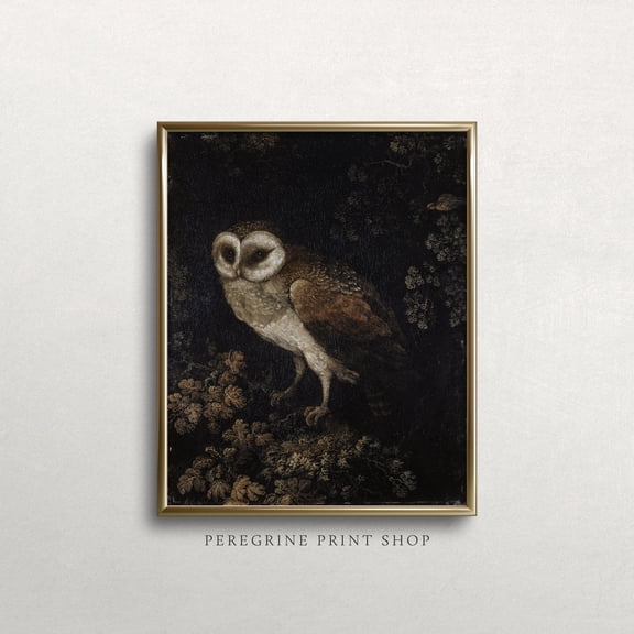 Midnight Owl Dark Academia Print, Unframed Paper Poster 8x10in