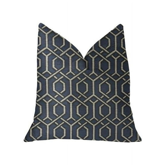 Midnight Padlock Blue, Black & Beige Luxury Throw Pillow, 26 x 26 in.