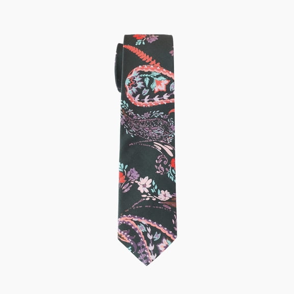 Midnight Paisley & Floral Print Cotton Tie