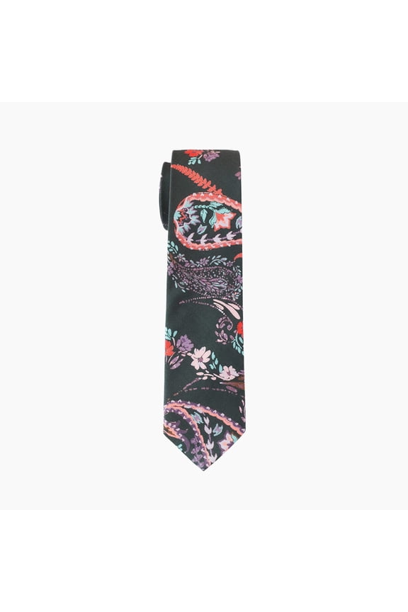 Midnight Paisley & Floral Print Cotton Tie