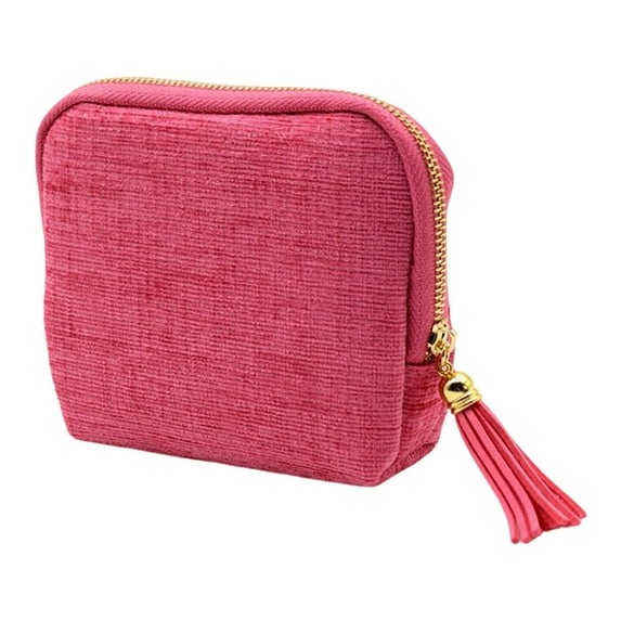 Midnight Pouch Purse,Mini Travel Jewelry Case, Small Jewelry Zippered Pocket Case,Portable Organizer Clutch, Multi-Layer Storage Bags With Zipper Tassel For Earring Necklace Ring Bracelet(Pink)