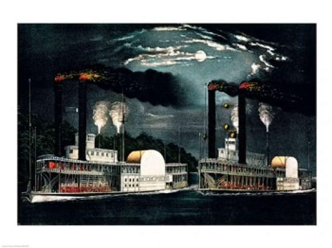 Midnight Race on the Mississippi Canvas Art - (24 x 18)