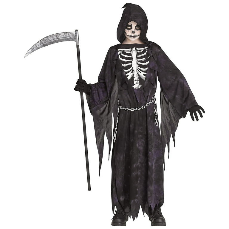 Midnight Skeleton Reaper Costume Child Black Blue Midnight Skeleton Reaper Costume Child Black Blue
